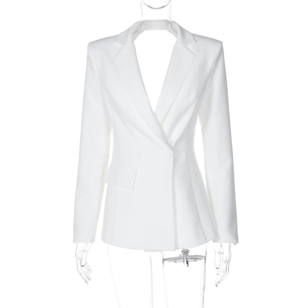Sexy No Back Slim Fit Long Sleeve Suit Coat