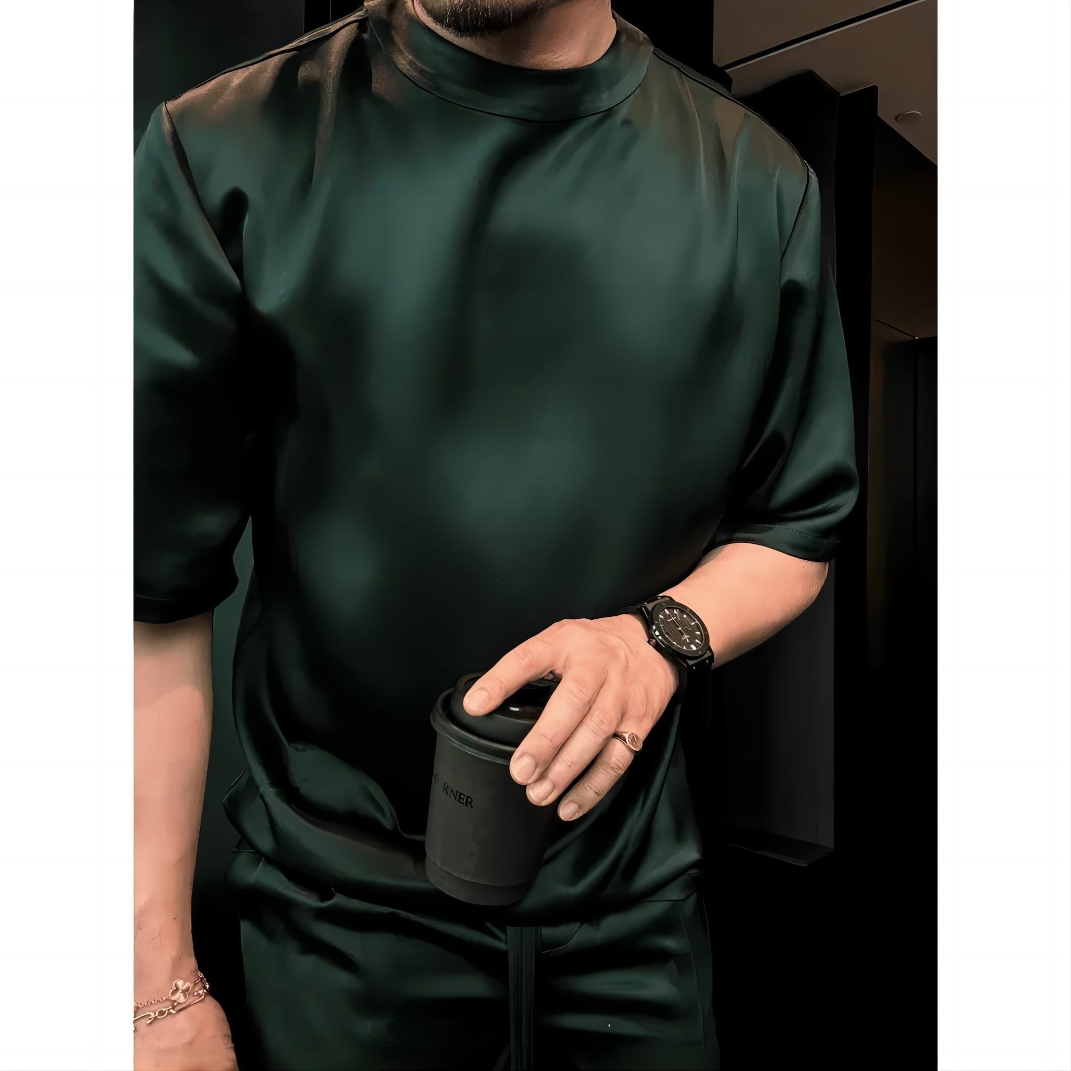 Men's Deep Green Crew Neck Summer Set